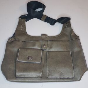 Seven Days Lifestyle & Dreams vegan leather olive green shoulder tote purse